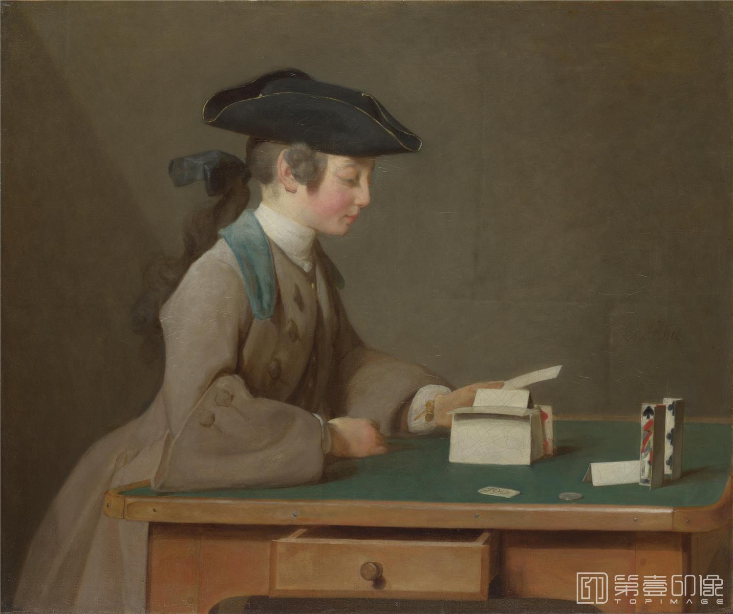 油画-大英博物馆藏画-Jean-Siméon Chardin - The House of Cards-1497